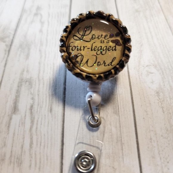 Love Is A Four Legged Word - Badge Clip - Alligator Clip‎ - ID - Retractable - Picture 1 of 2